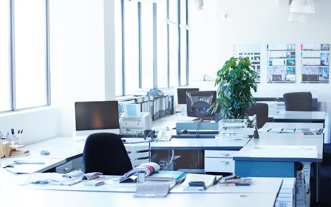 empty desks in an office
